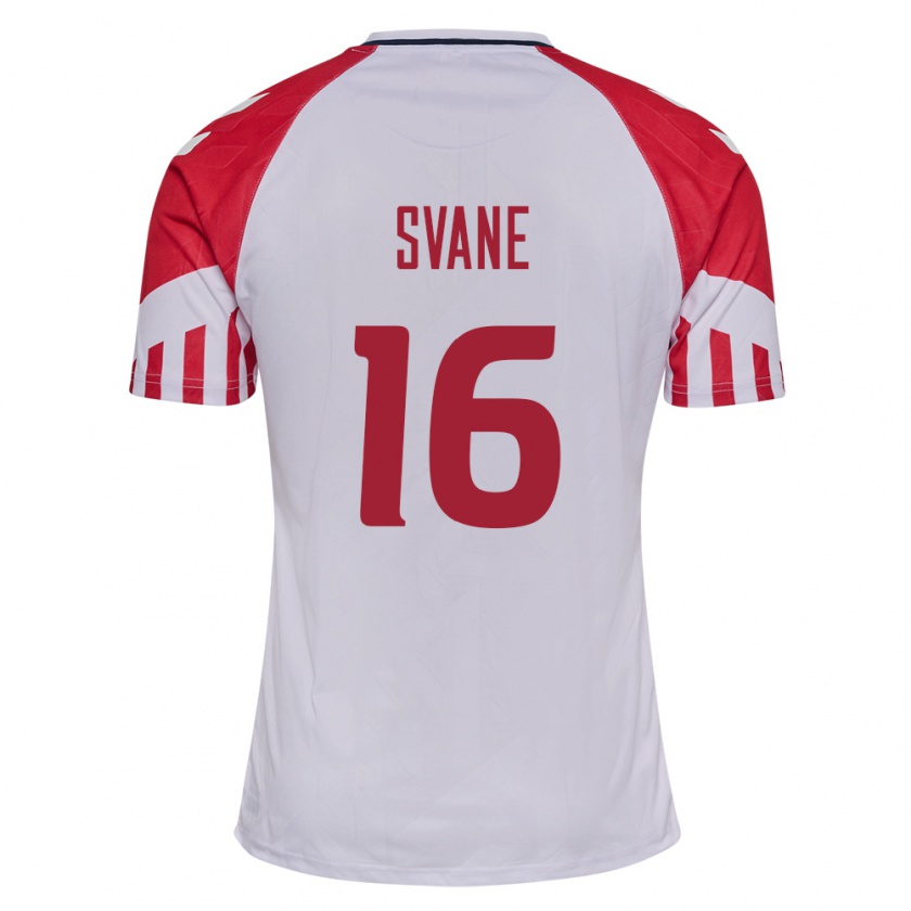Kandiny Herren Dänische Katrine Svane #16 Weiß Auswärtstrikot Trikot 24-26 T-Shirt