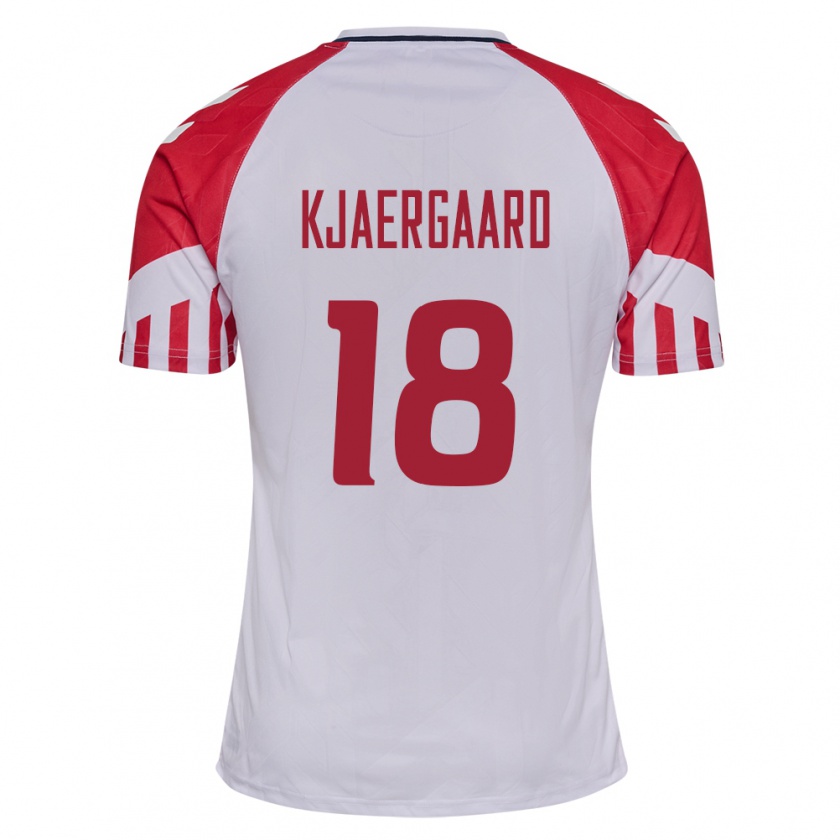 Kandiny Herren Dänische Maurits Kjaergaard #18 Weiß Auswärtstrikot Trikot 24-26 T-Shirt