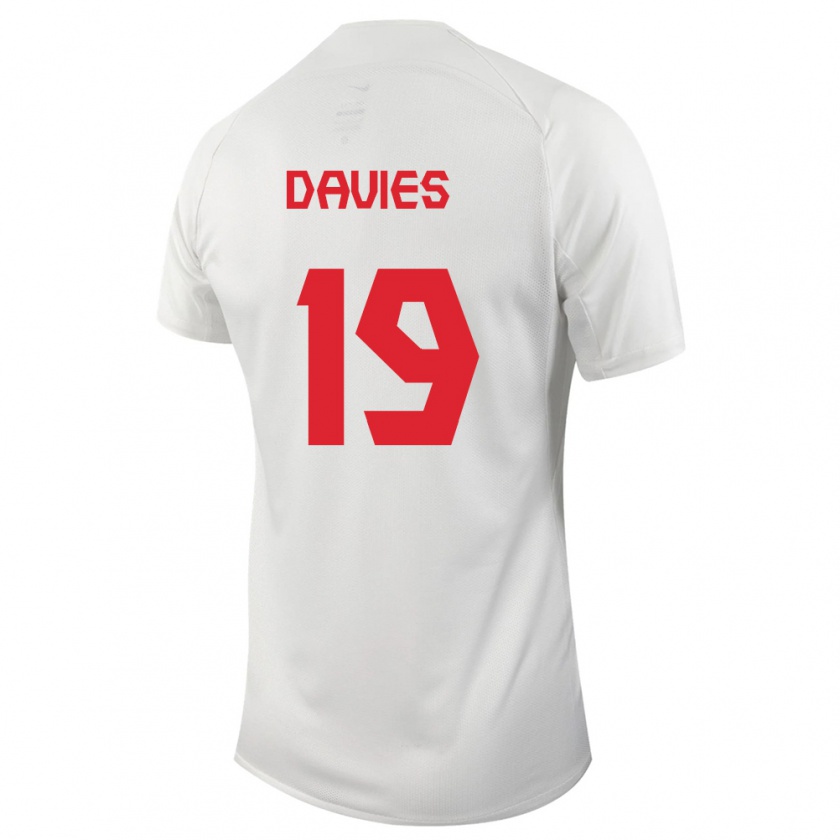 Kandiny Herren Kanadische Alphonso Davies #19 Weiß Auswärtstrikot Trikot 24-26 T-Shirt