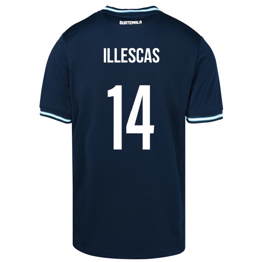 Kandiny Herren Guatemala Kevin Illescas #14 Blau Auswärtstrikot Trikot 24-26 T-Shirt