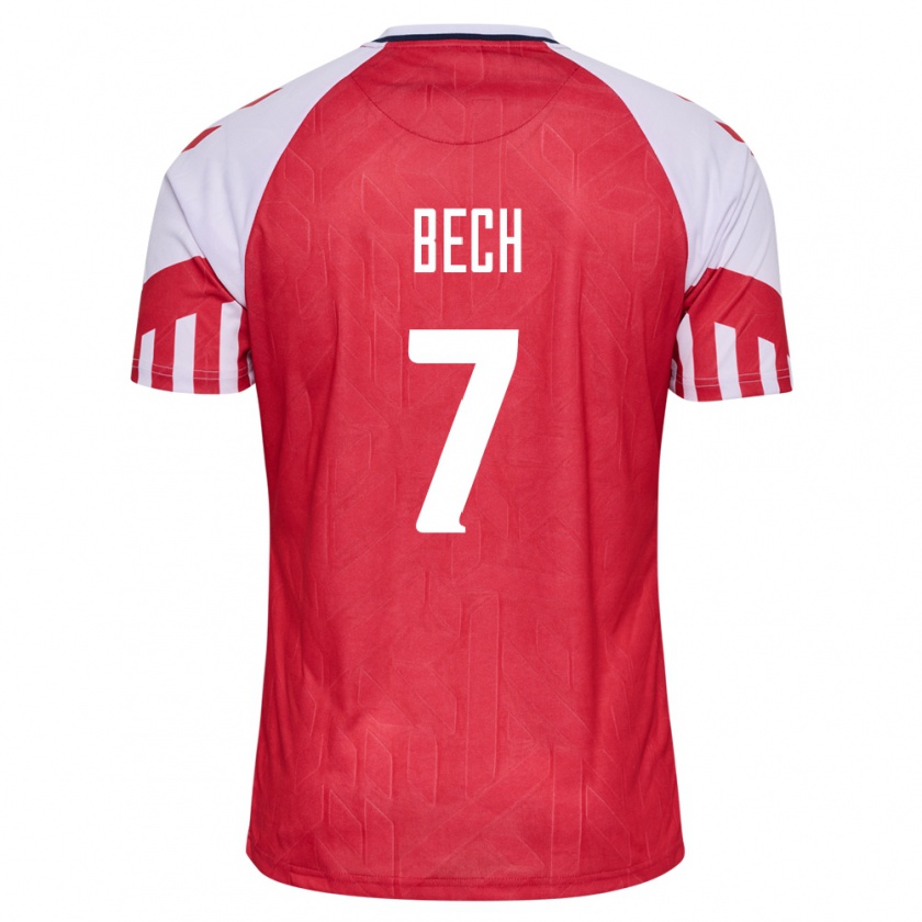 Kandiny Damen Dänische Tobias Bech #7 Rot Heimtrikot Trikot 24-26 T-Shirt