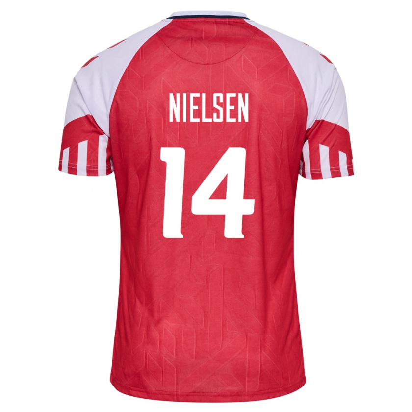 Kandiny Damen Dänische Julius Nielsen #14 Rot Heimtrikot Trikot 24-26 T-Shirt
