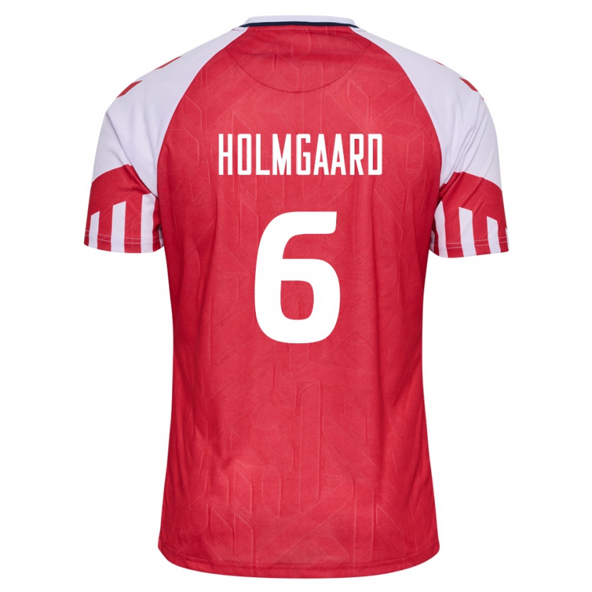 Kandiny Damen Dänische Karen Holmgaard #6 Rot Heimtrikot Trikot 24-26 T-Shirt