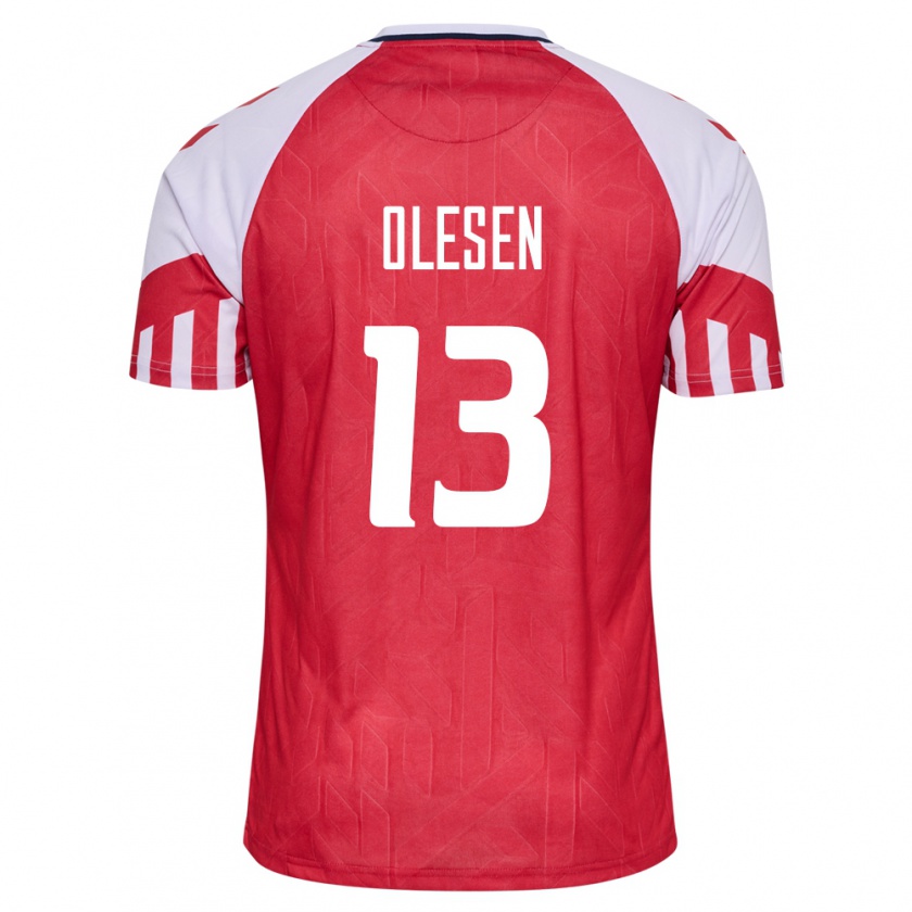 Kandiny Damen Dänische Karoline Olesen #13 Rot Heimtrikot Trikot 24-26 T-Shirt
