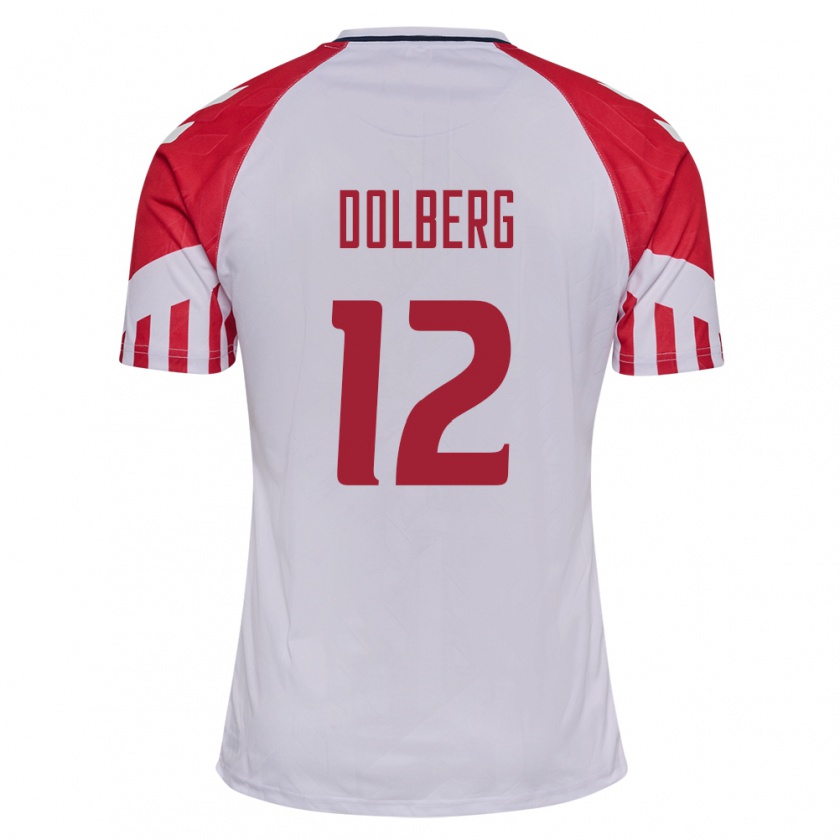 Kandiny Damen Dänische Kasper Dolberg #12 Weiß Auswärtstrikot Trikot 24-26 T-Shirt