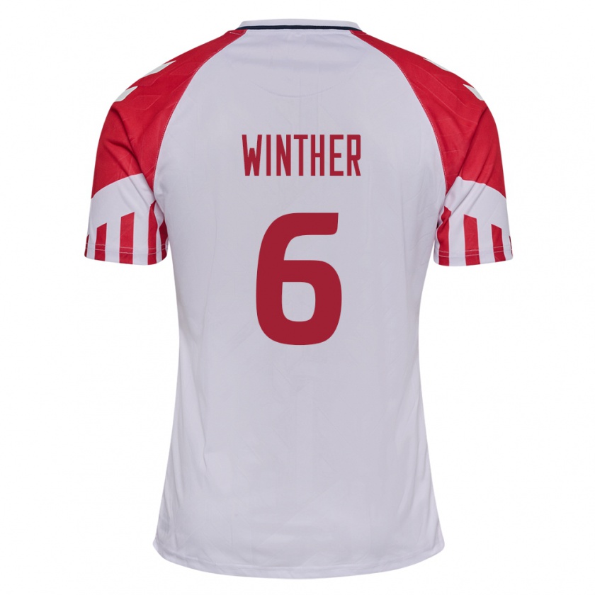 Kandiny Damen Dänische Casper Winther #6 Weiß Auswärtstrikot Trikot 24-26 T-Shirt