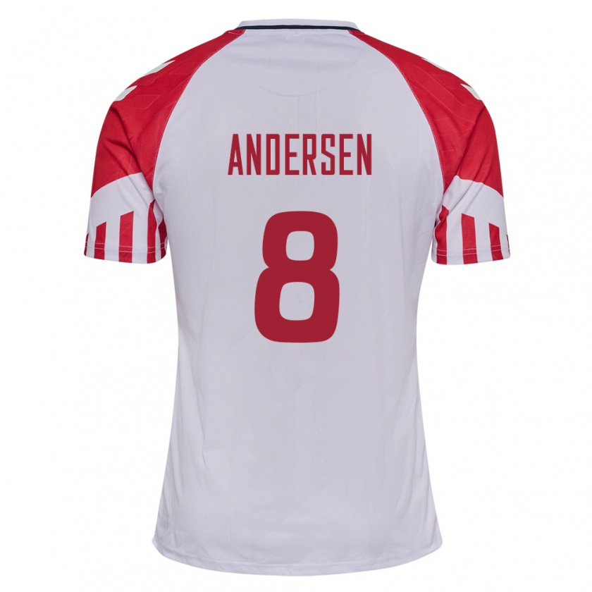 Kandiny Damen Dänische Silas Andersen #8 Weiß Auswärtstrikot Trikot 24-26 T-Shirt