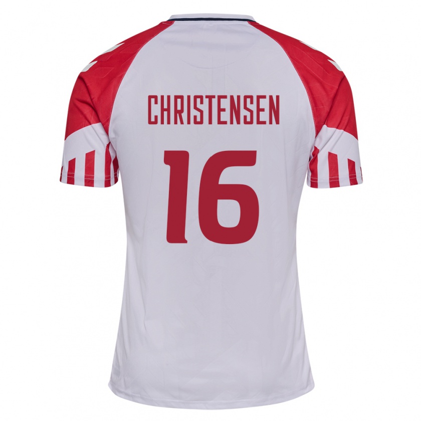 Kandiny Damen Dänische Oliver Christensen #16 Weiß Auswärtstrikot Trikot 24-26 T-Shirt