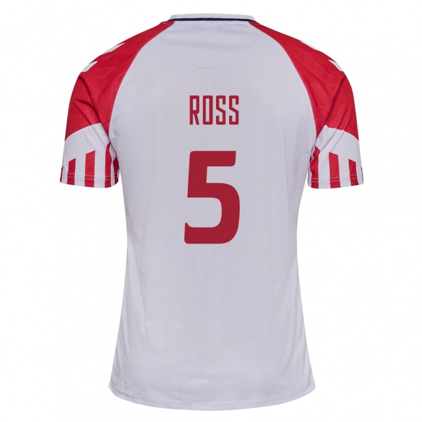 Kandiny Damen Dänische Mathias Ross #5 Weiß Auswärtstrikot Trikot 24-26 T-Shirt
