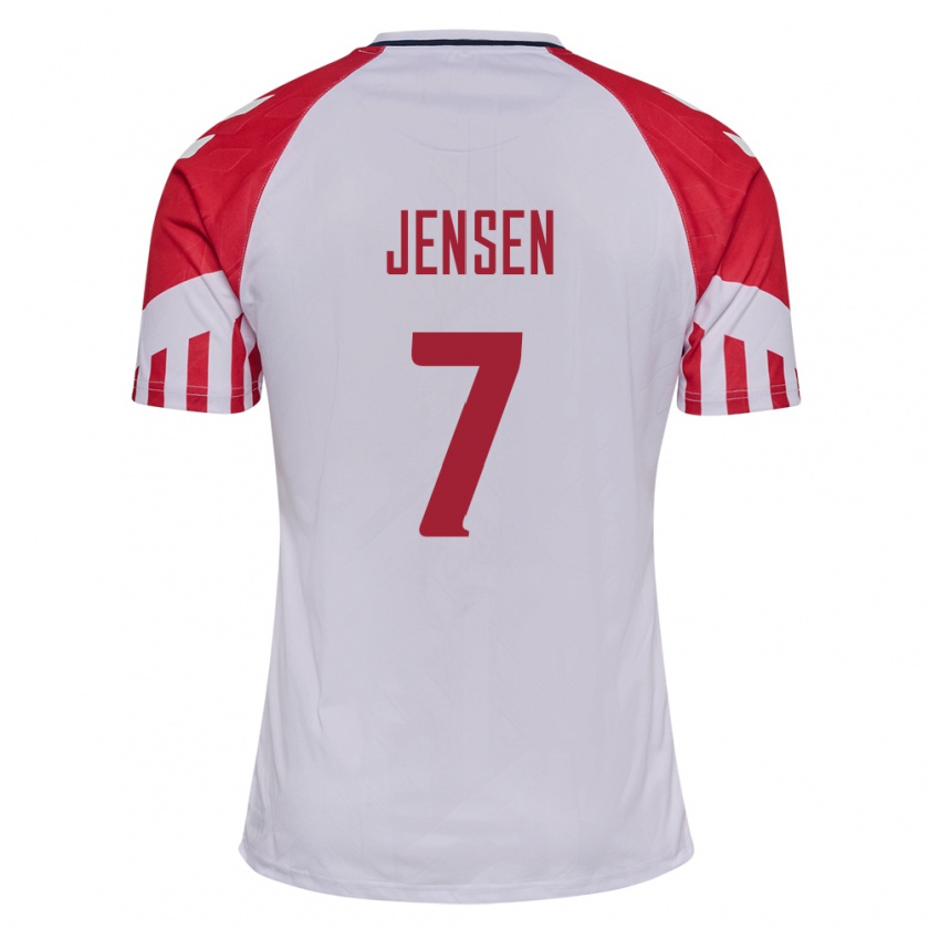 Kandiny Damen Dänische Victor Jensen #7 Weiß Auswärtstrikot Trikot 24-26 T-Shirt
