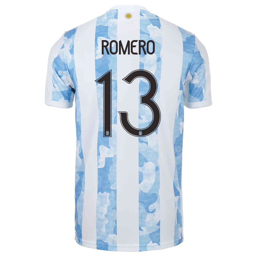 Kinder Argentinische Fussballnationalmannschaft Cristian Romero #13 Heimtrikot Blau Weiss 2021 Trikot