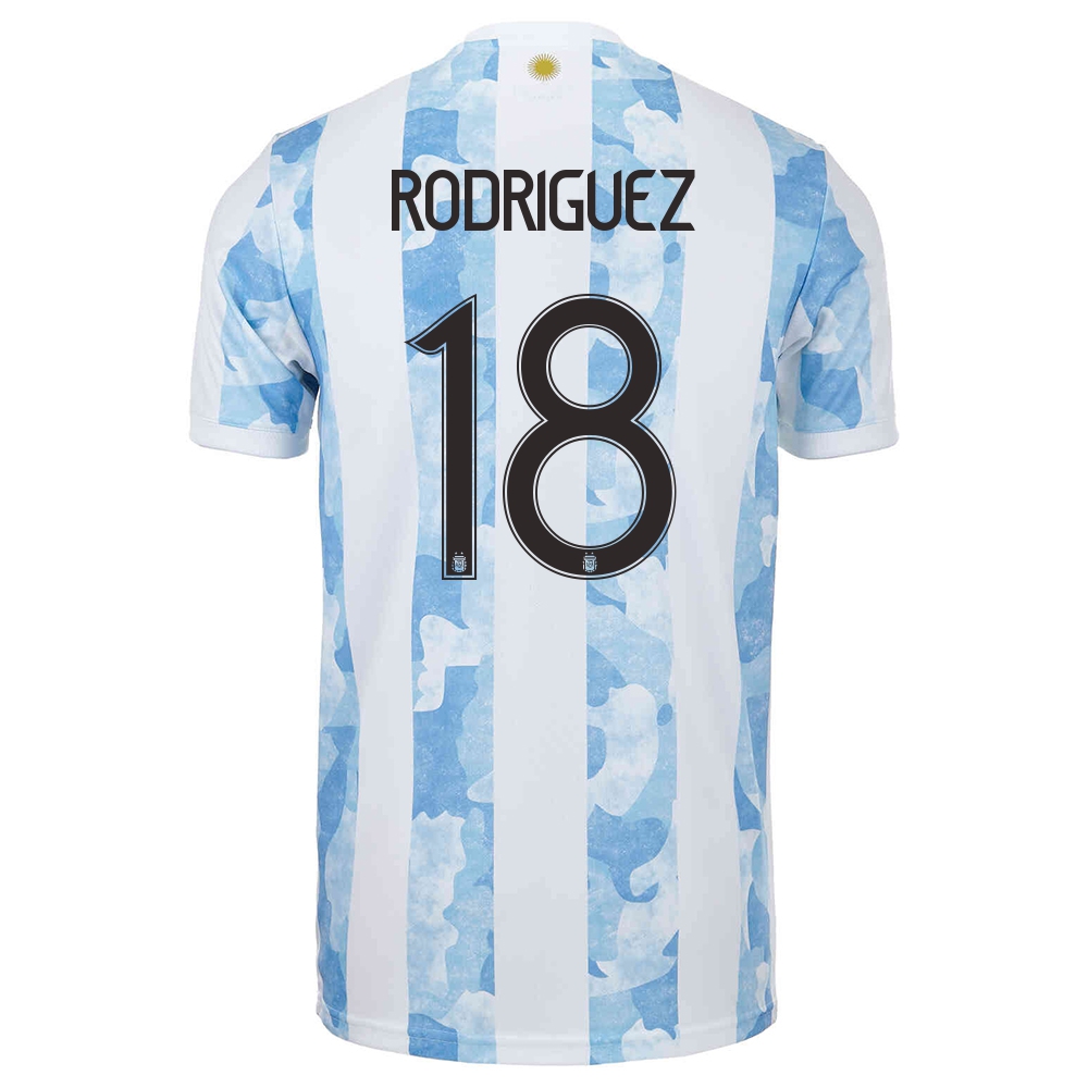 Kinder Argentinische Fussballnationalmannschaft Guido Rodriguez #18 Heimtrikot Blau Weiss 2021 Trikot