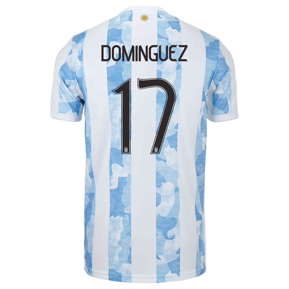 Kinder Argentinische Fussballnationalmannschaft Nicolas Dominguez #17 Heimtrikot Blau Weiss 2021 Trikot