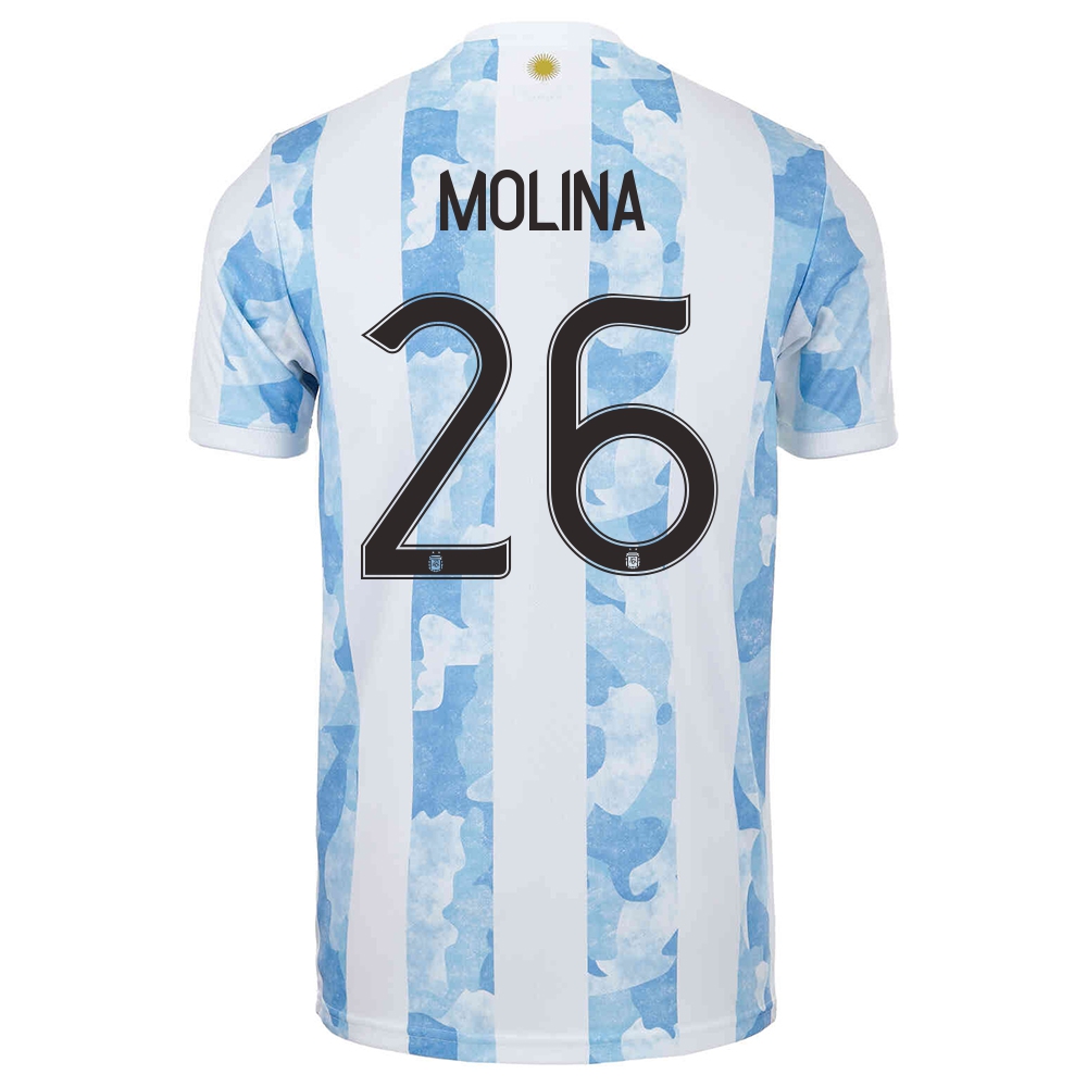 Kinder Argentinische Fussballnationalmannschaft Nahuel Molina #26 Heimtrikot Blau Weiss 2021 Trikot