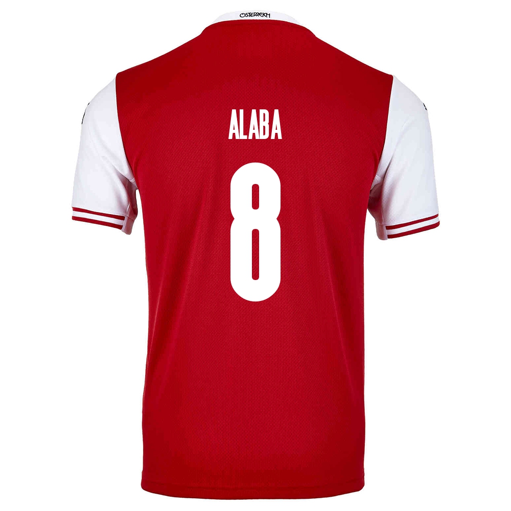 Kinder Österreichische Fussballnationalmannschaft David Alaba #8 Heimtrikot Rot 2021 Trikot