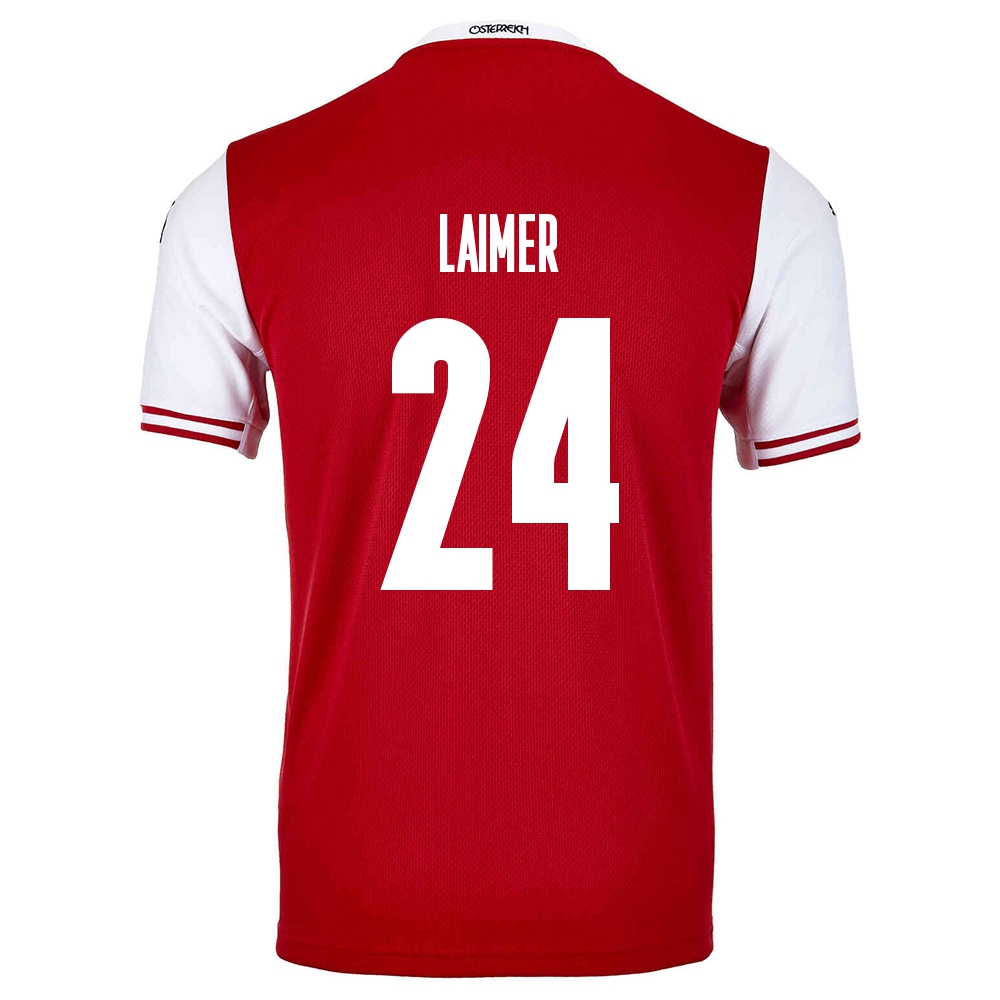 Kinder Österreichische Fussballnationalmannschaft Konrad Laimer #24 Heimtrikot Rot 2021 Trikot