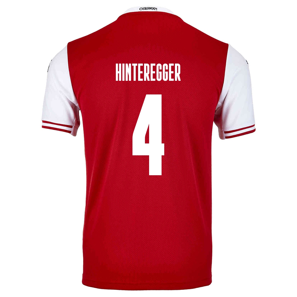 Kinder Österreichische Fussballnationalmannschaft Martin Hinteregger #4 Heimtrikot Rot 2021 Trikot
