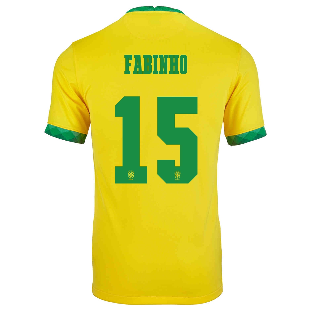 Kinder Brasilianische Fussballnationalmannschaft Fabinho #15 Heimtrikot Gelb 2021 Trikot
