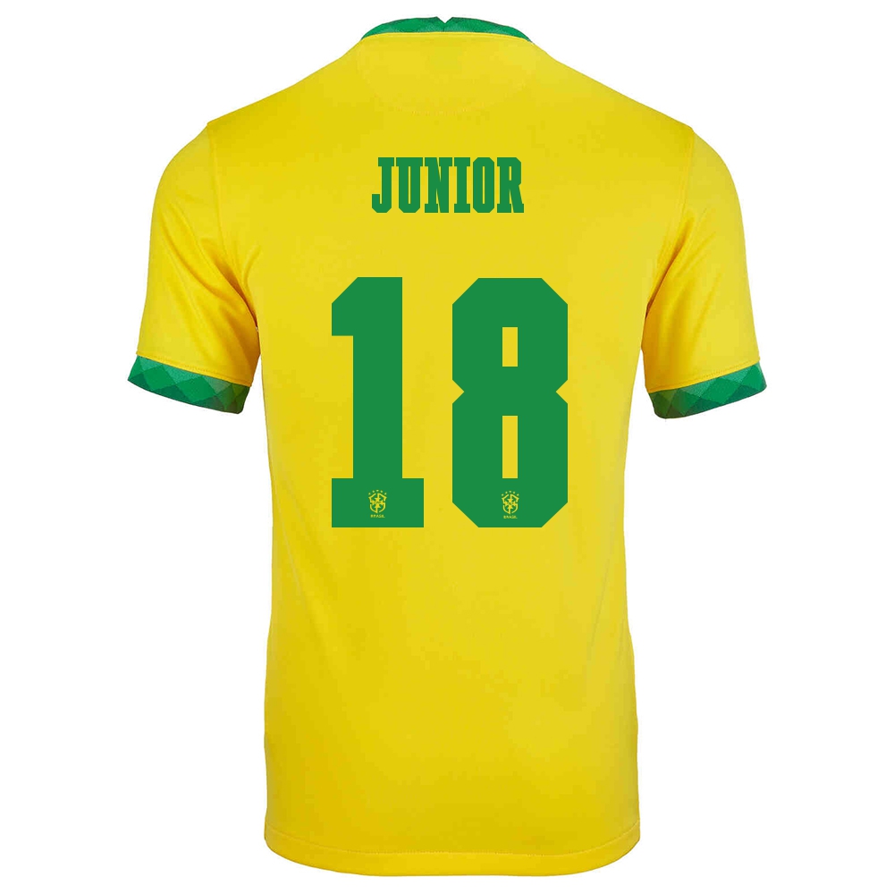Kinder Brasilianische Fussballnationalmannschaft Vinicius Junior #18 Heimtrikot Gelb 2021 Trikot