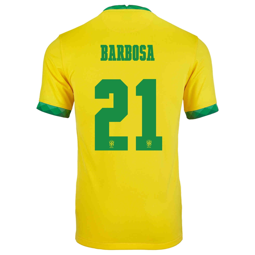 Kinder Brasilianische Fussballnationalmannschaft Gabriel Barbosa #21 Heimtrikot Gelb 2021 Trikot