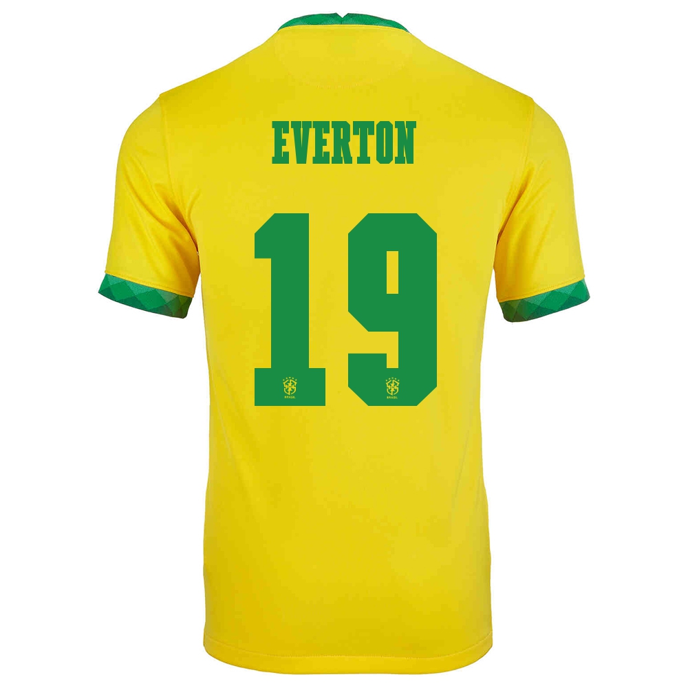 Kinder Brasilianische Fussballnationalmannschaft Everton #19 Heimtrikot Gelb 2021 Trikot