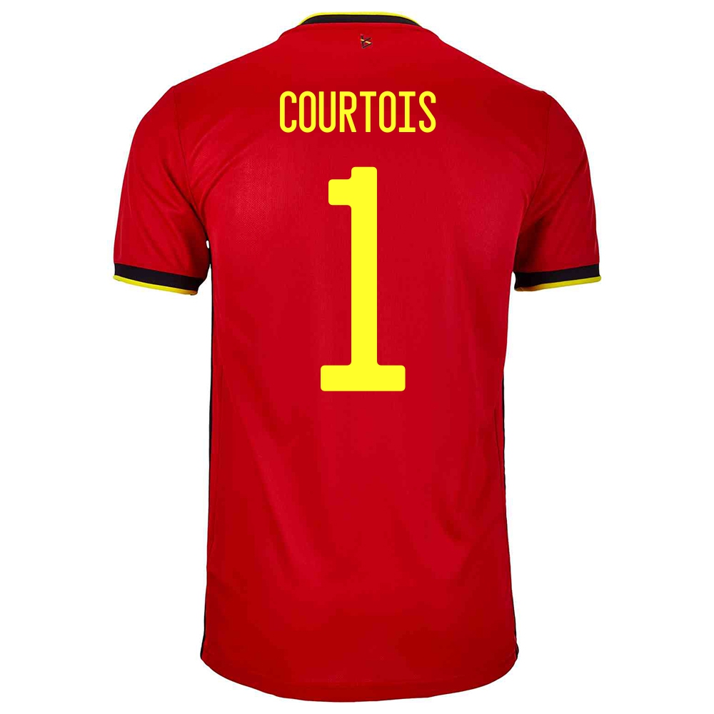 Kinder Belgische Fussballnationalmannschaft Thibaut Courtois #1 Heimtrikot Rot 2021 Trikot