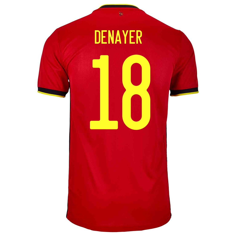 Damen Belgische Fussballnationalmannschaft Jason Denayer #18 Heimtrikot Rot 2021 Trikot