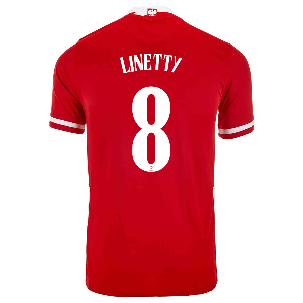 Damen Polnische Fussballnationalmannschaft Karol Linetty #8 Heimtrikot Rot 2021 Trikot