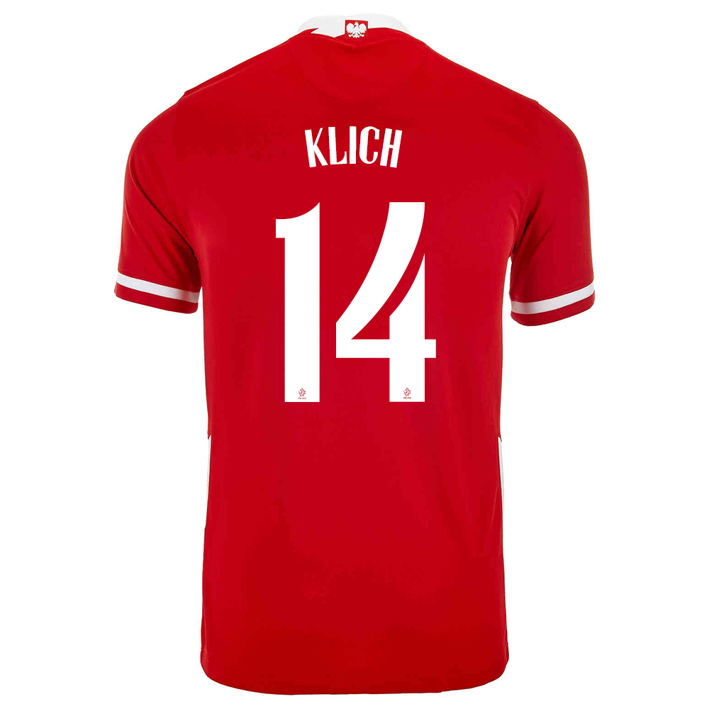 Kinder Polnische Fussballnationalmannschaft Mateusz Klich #14 Heimtrikot Rot 2021 Trikot