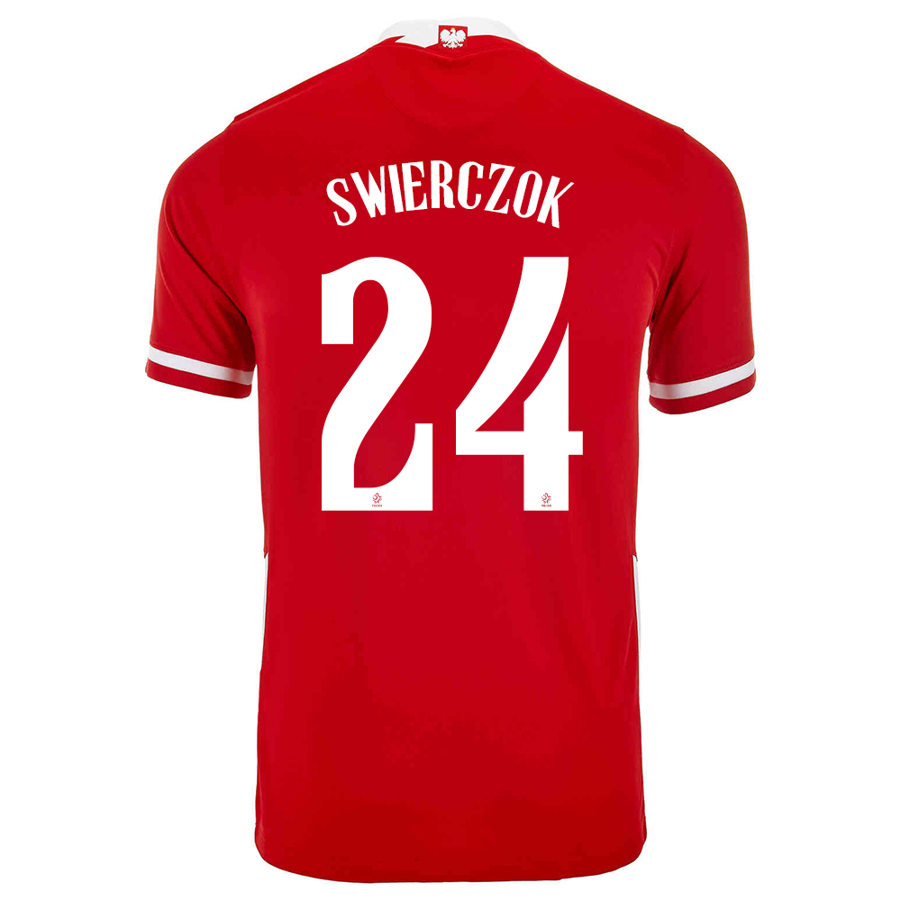 Herren Polnische Fussballnationalmannschaft Jakub Swierczok #24 Heimtrikot Rot 2021 Trikot