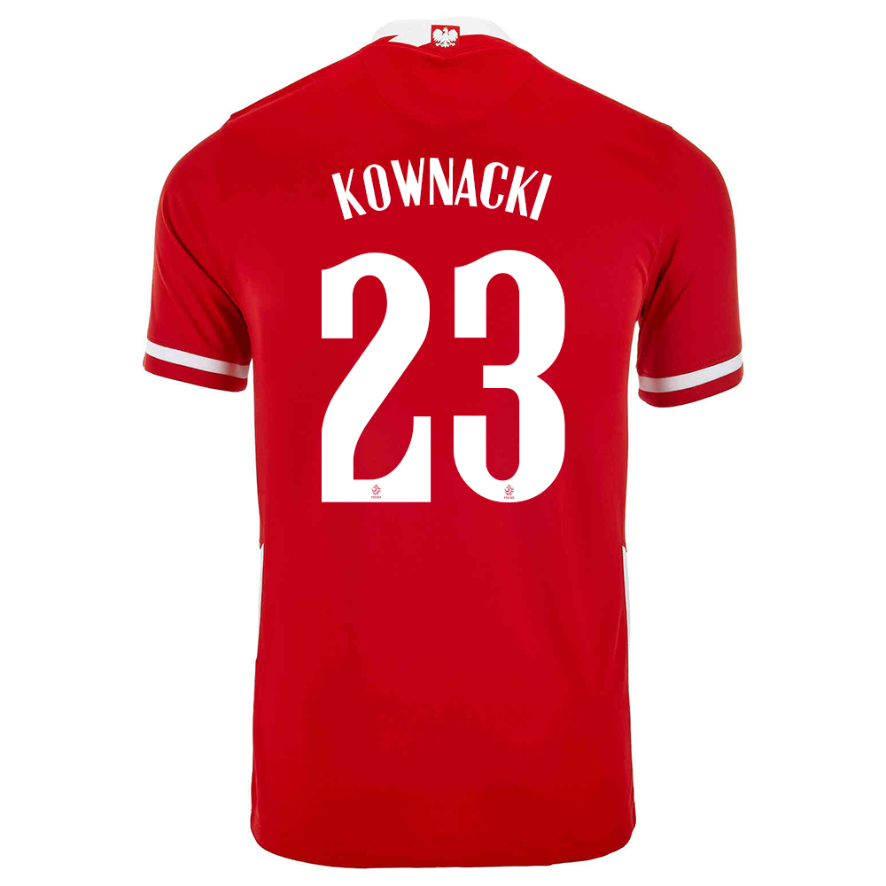 Kinder Polnische Fussballnationalmannschaft Dawid Kownacki #23 Heimtrikot Rot 2021 Trikot