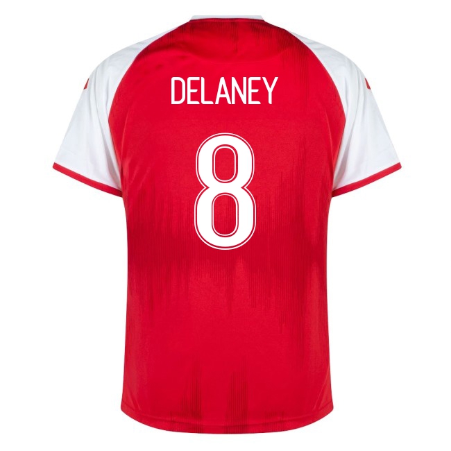 Kinder Dänische Fussballnationalmannschaft Thomas Delaney #8 Heimtrikot Rot 2021 Trikot