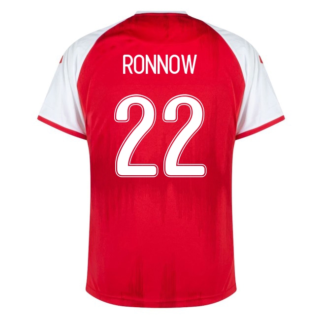 Damen Dänische Fussballnationalmannschaft Frederik Ronnow #22 Heimtrikot Rot 2021 Trikot
