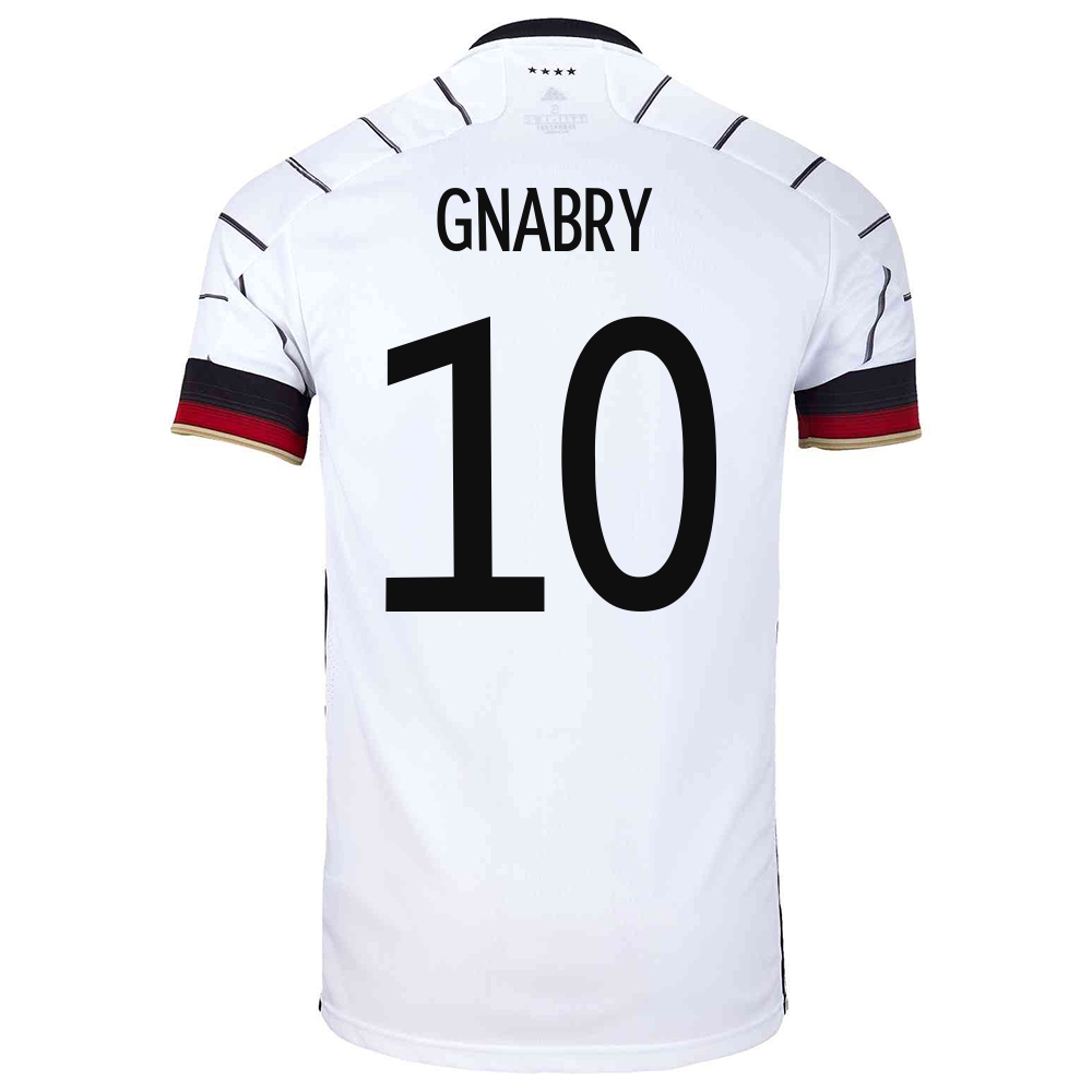 Herren Deutsche Fussballnationalmannschaft Serge Gnabry #10 Heimtrikot Weiß 2021 Trikot