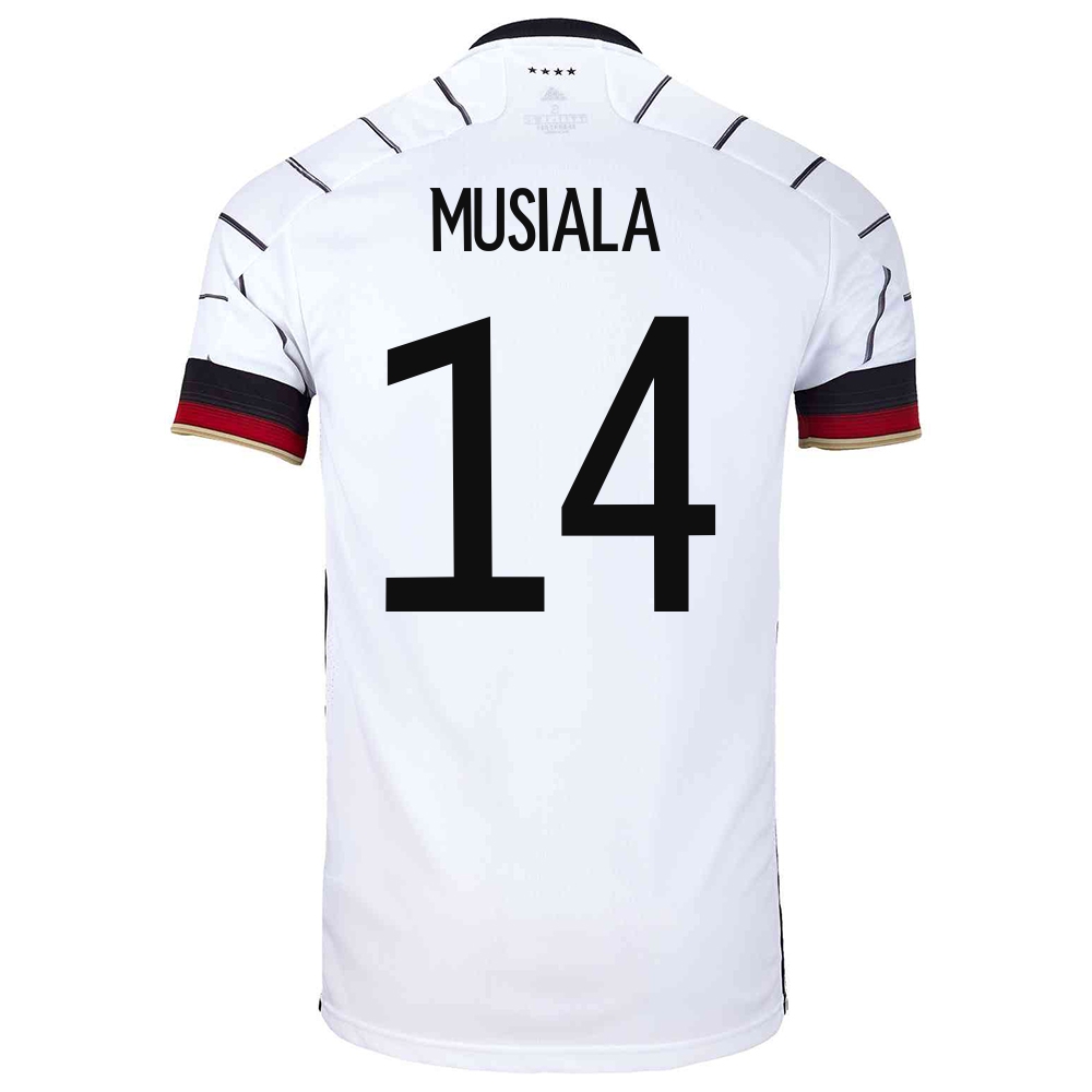 Herren Deutsche Fussballnationalmannschaft Jamal Musiala #14 Heimtrikot Weiß 2021 Trikot