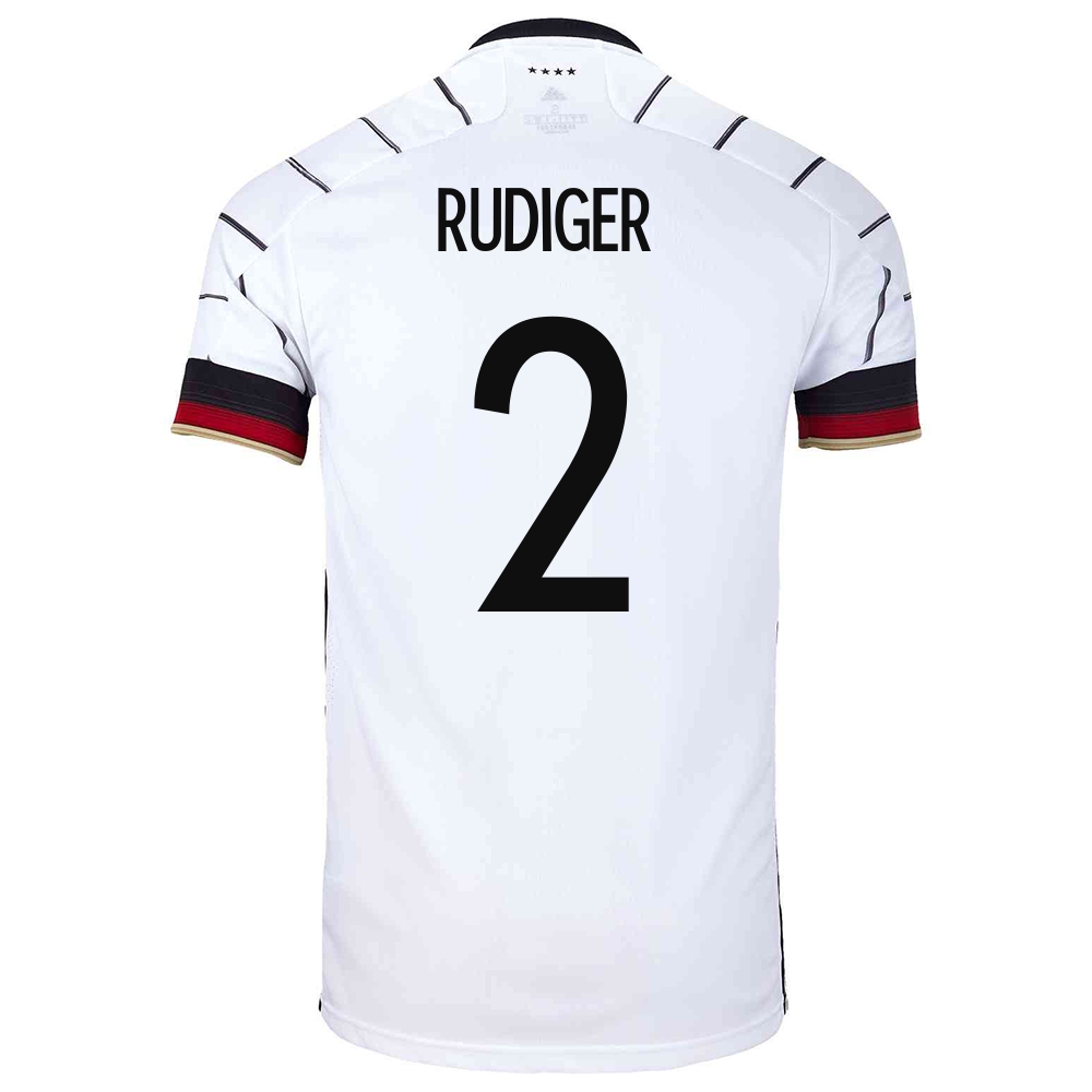 Herren Deutsche Fussballnationalmannschaft Antonio Rudiger #2 Heimtrikot Weiß 2021 Trikot