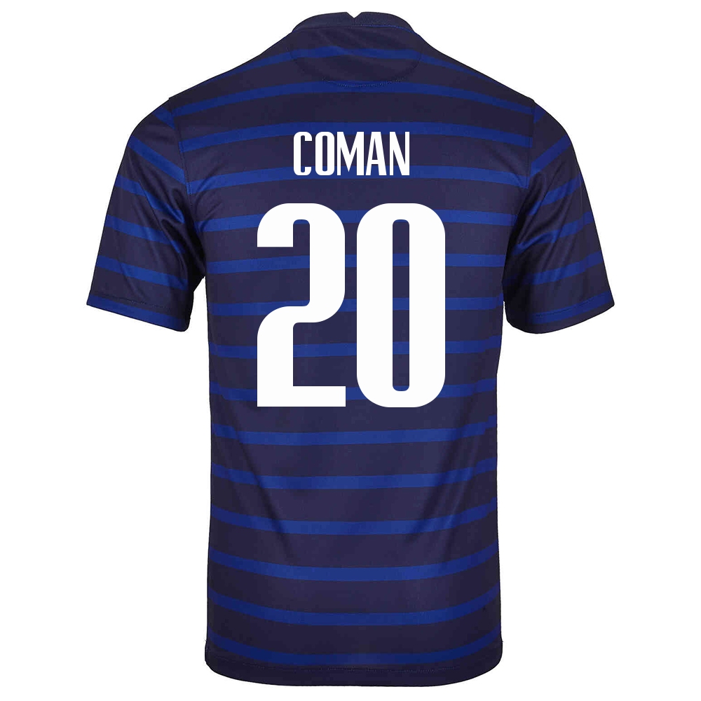 Herren Französische Fussballnationalmannschaft Kingsley Coman #20 Heimtrikot Dunkelblau 2021 Trikot