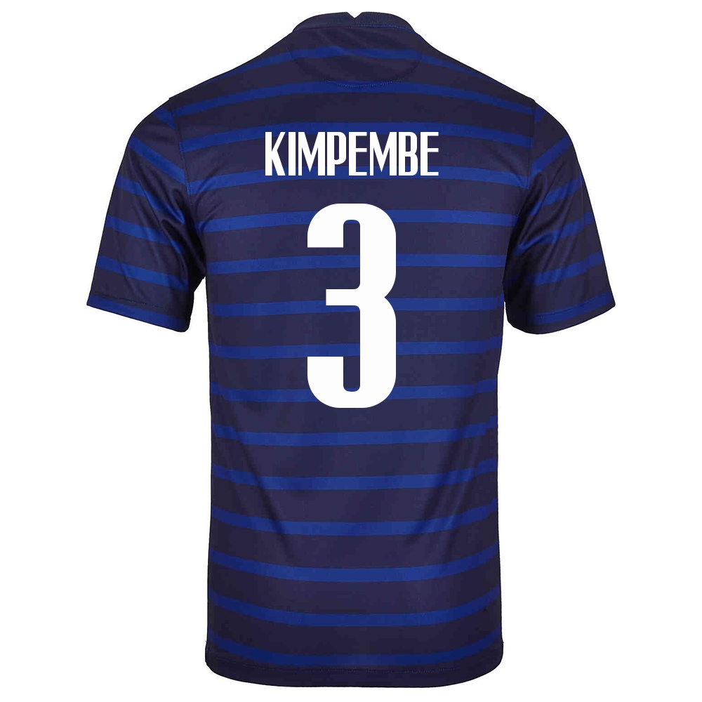 Kinder Französische Fussballnationalmannschaft Presnel Kimpembe #3 Heimtrikot Dunkelblau 2021 Trikot