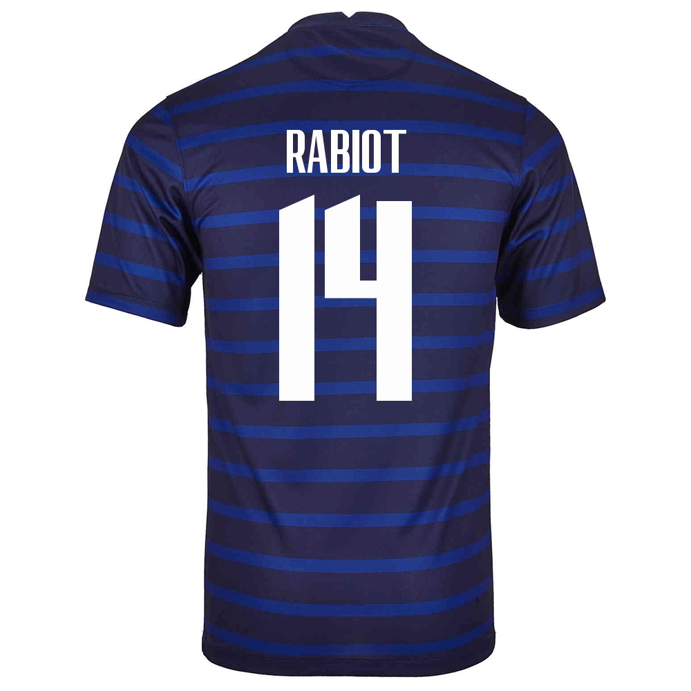 Herren Französische Fussballnationalmannschaft Adrien Rabiot #14 Heimtrikot Dunkelblau 2021 Trikot