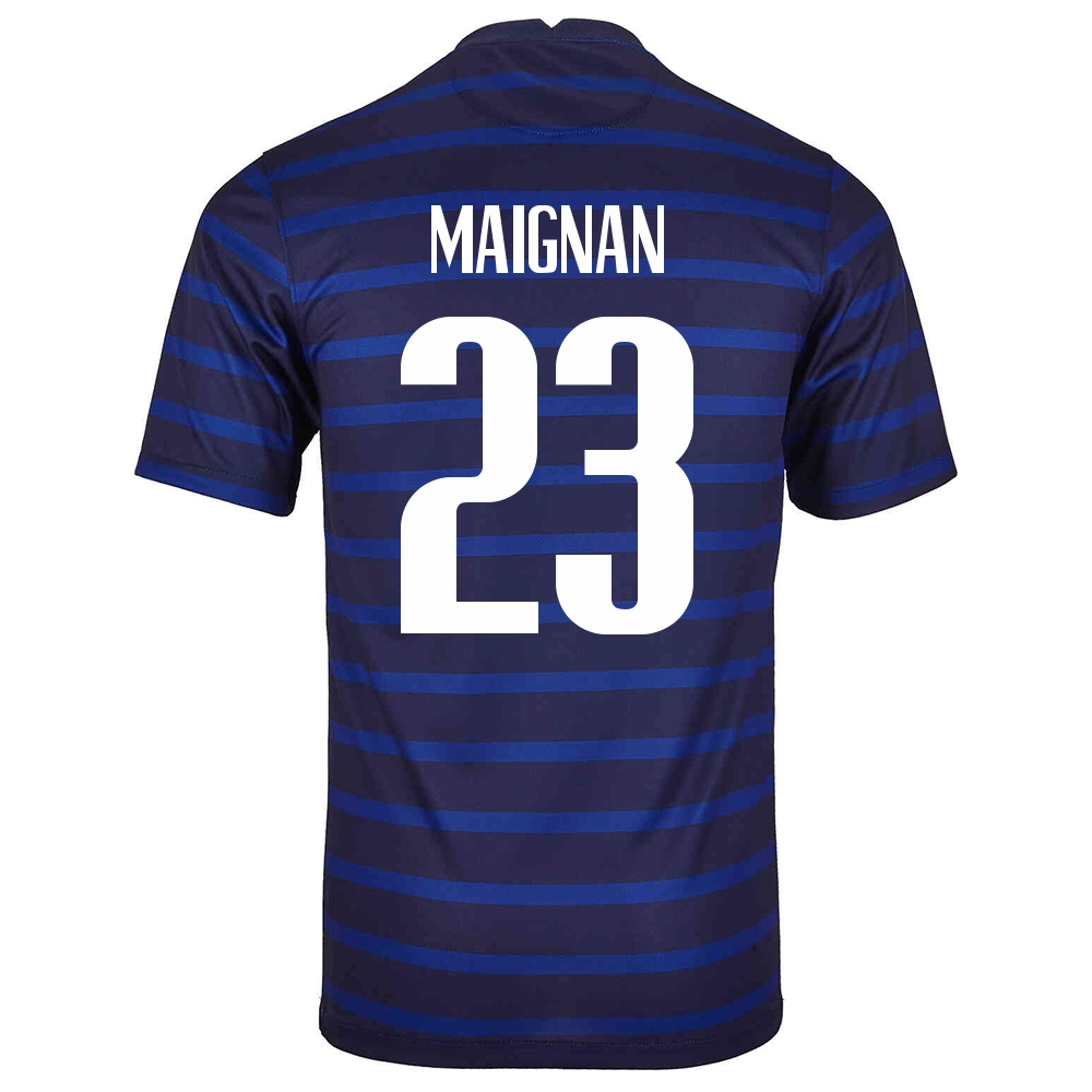 Herren Französische Fussballnationalmannschaft Mike Maignan #23 Heimtrikot Dunkelblau 2021 Trikot