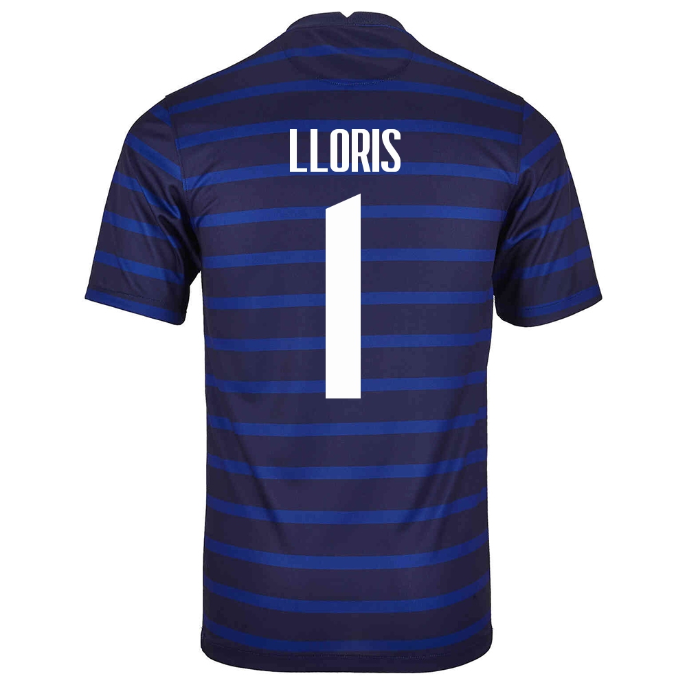 Damen Französische Fussballnationalmannschaft Hugo Lloris #1 Heimtrikot Dunkelblau 2021 Trikot