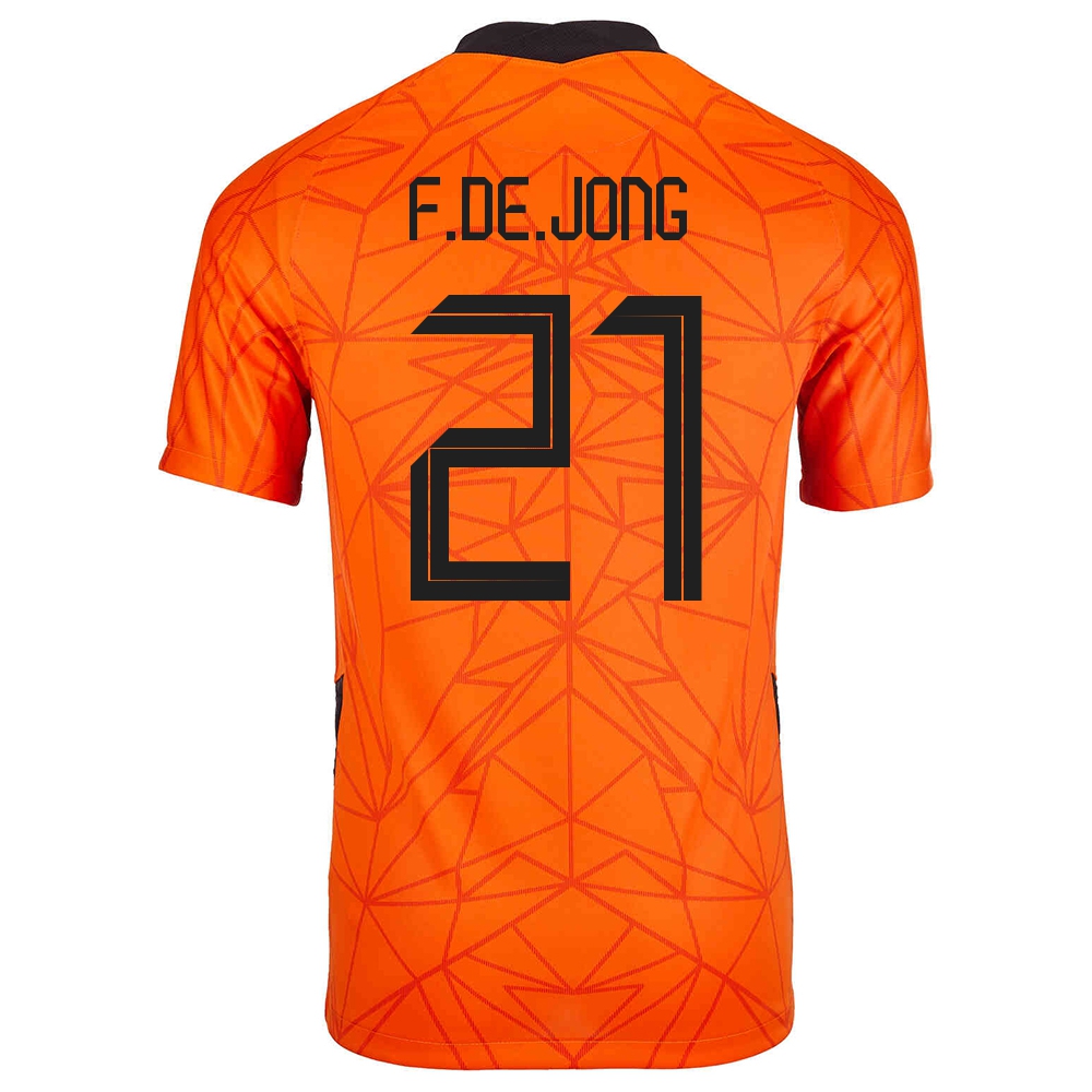 Damen Niederländische Fussballnationalmannschaft Frenkie De Jong #21 Heimtrikot Orangefarben 2021 Trikot