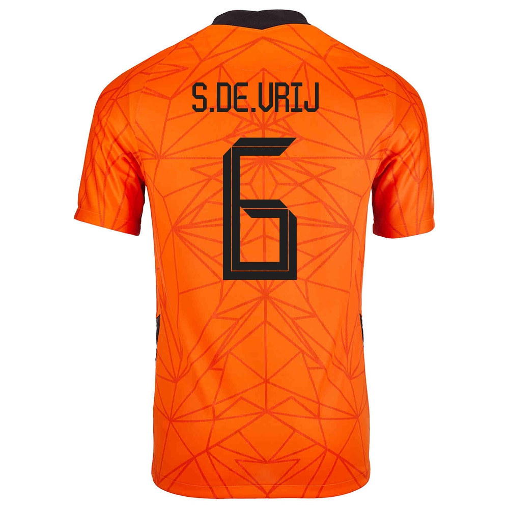 Kinder Niederländische Fussballnationalmannschaft Stefan De Vrij #6 Heimtrikot Orangefarben 2021 Trikot