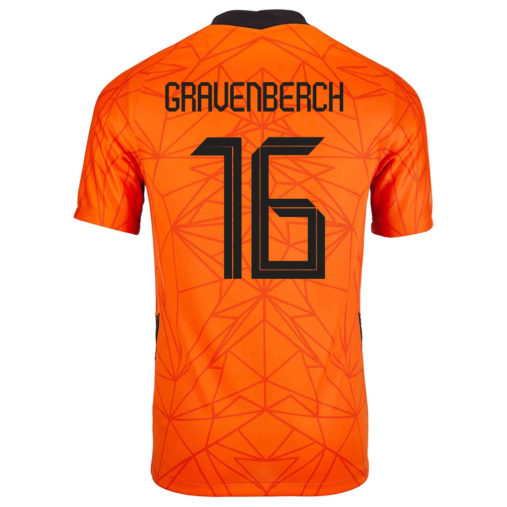 Kinder Niederländische Fussballnationalmannschaft Ryan Gravenberch #16 Heimtrikot Orangefarben 2021 Trikot