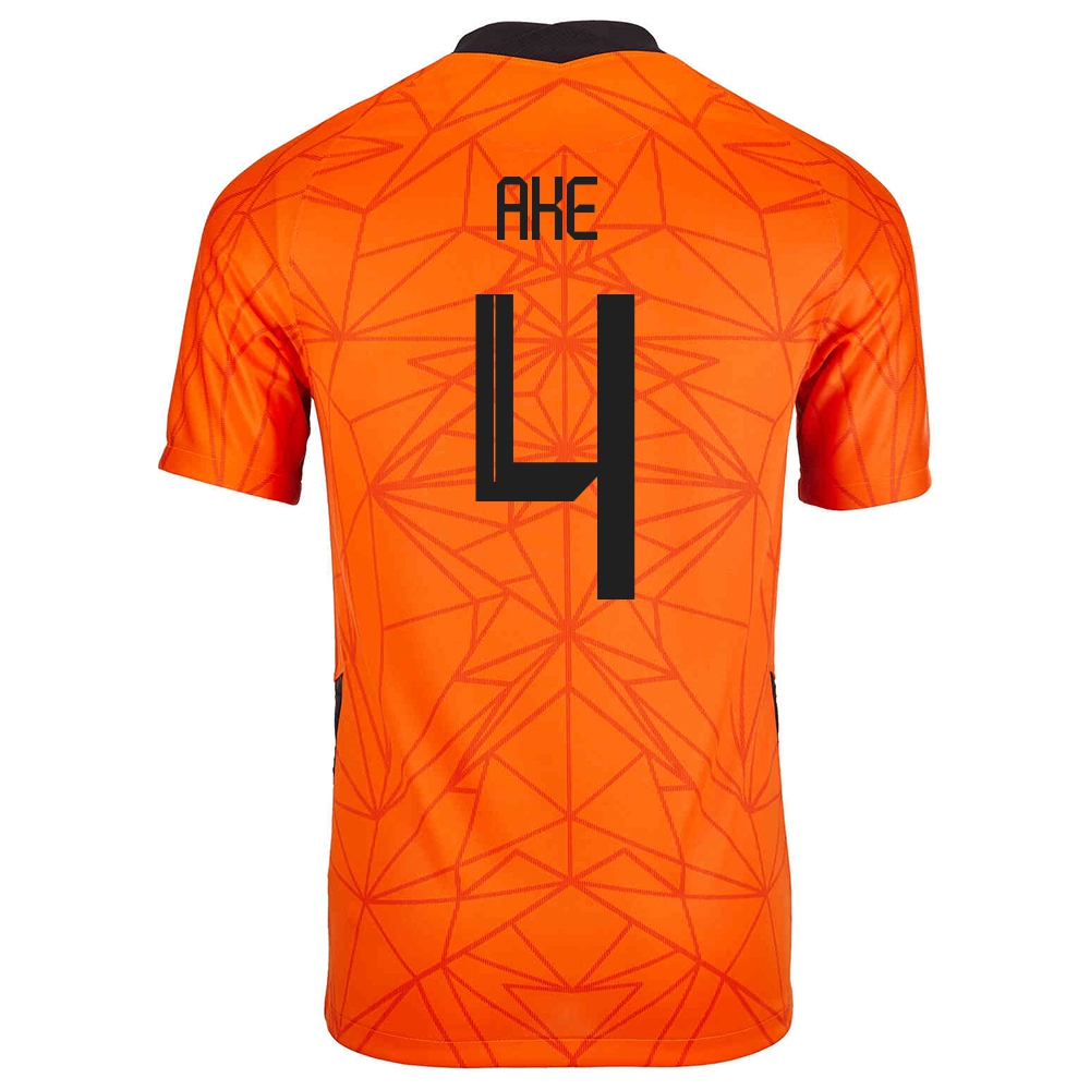Damen Niederländische Fussballnationalmannschaft Nathan Ake #4 Heimtrikot Orangefarben 2021 Trikot