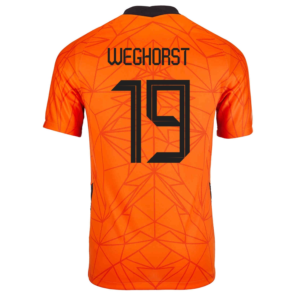 Kinder Niederländische Fussballnationalmannschaft Wout Weghorst #19 Heimtrikot Orangefarben 2021 Trikot