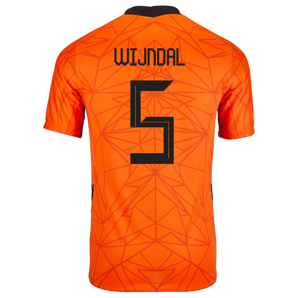 Kinder Niederländische Fussballnationalmannschaft Owen Wijndal #5 Heimtrikot Orangefarben 2021 Trikot