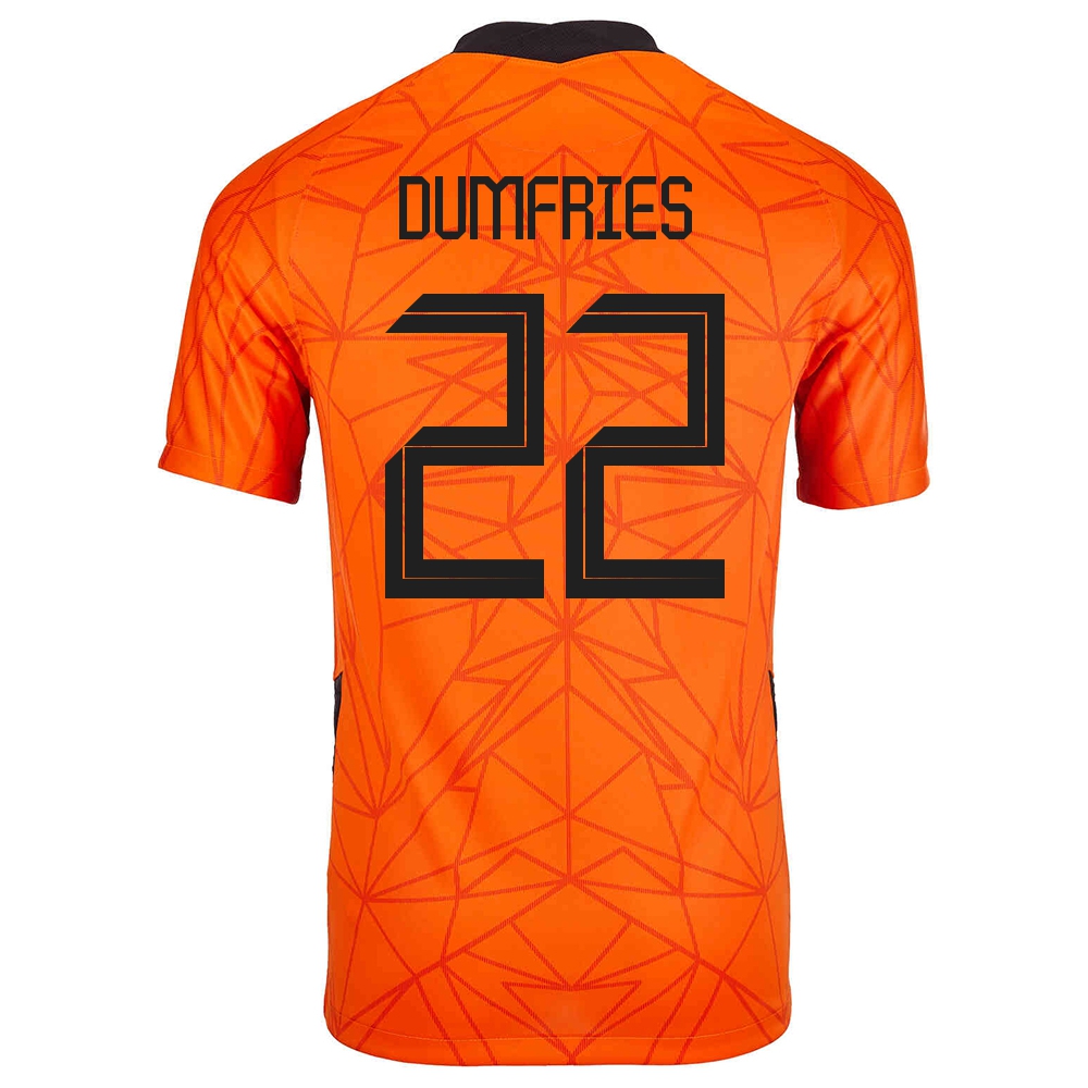 Damen Niederländische Fussballnationalmannschaft Denzel Dumfries #22 Heimtrikot Orangefarben 2021 Trikot
