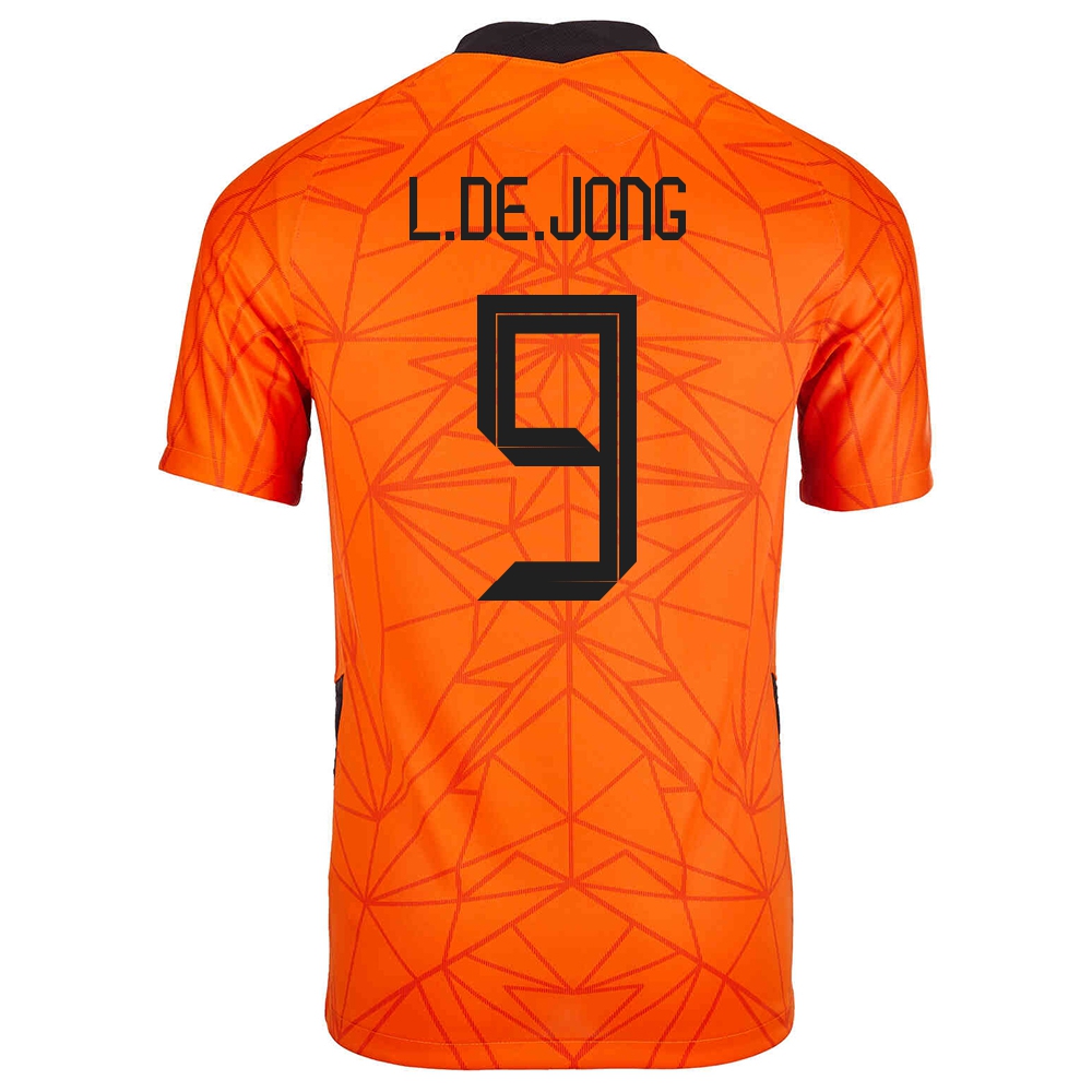 Damen Niederländische Fussballnationalmannschaft Luuk De Jong #9 Heimtrikot Orangefarben 2021 Trikot