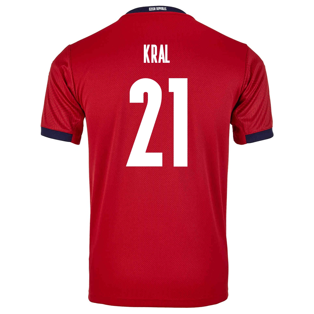 Herren Tschechische Fussballnationalmannschaft Alex Kral #21 Heimtrikot Rot 2021 Trikot